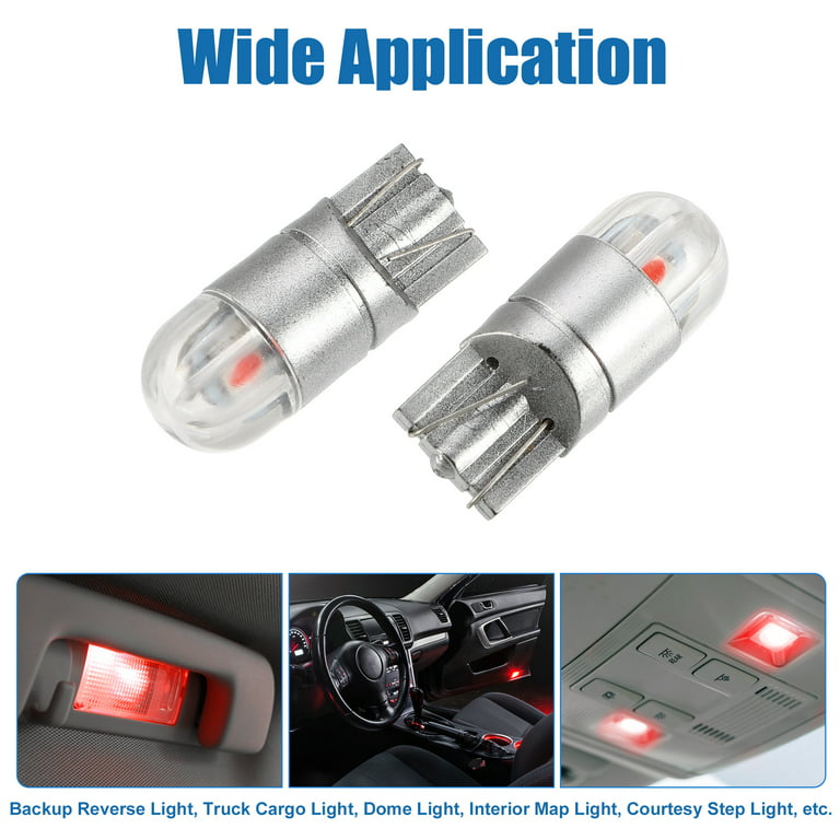 Unique Bargains T10 194 168 W5W 2825 3020 2SMD Car Interior Backup Lights  LED Bulbs Aluminum Alloy Red Light 20 Pcs 