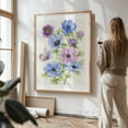 thumbnail image 3 of Blue and Purple Anemone - Drawing Floral Flowers Botanical Nature Pastel Unframed Wall Art Print 24 x 36 inches, 3 of 16