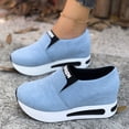 thumbnail image 6 of Platform Loafers for Women Suede Slip on Walking Shoes Fashion Hidden Wedge Sneakers Casual Driving Shoes Light Blue Size 8.5, 6 of 9