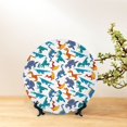 thumbnail image 6 of Honeii Block Dinosaur Print Elegant Bone China Decorative Plate, Porcelain Plate,Art Crafts,Ceramic Ornaments for Home Office Wall Decor-6in, 6 of 6