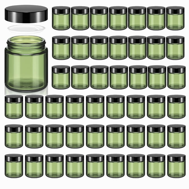Frascos de vidrio Norme 120 ml/4 oz con tapas a prueba de fugas, color verde oliva, 48 unidades