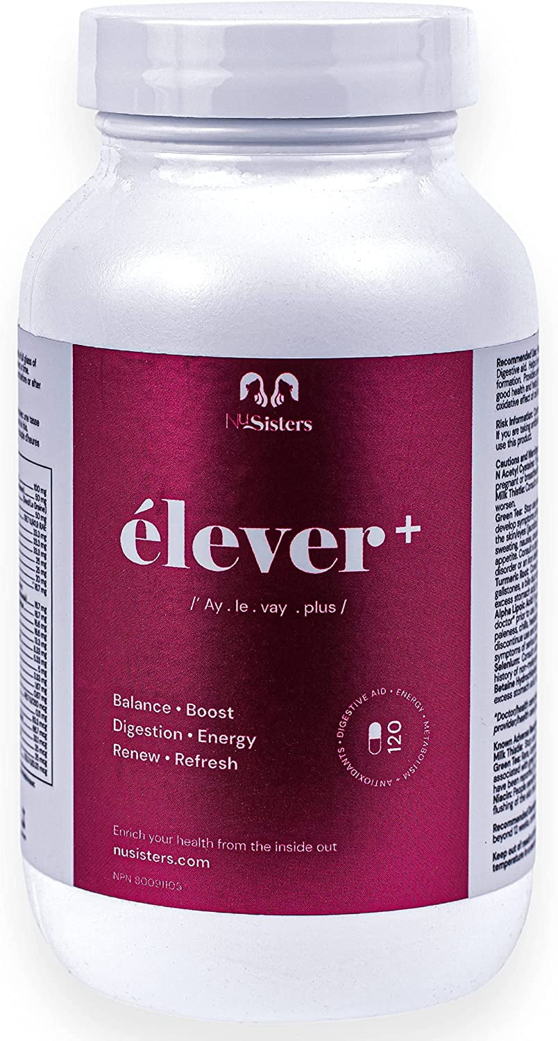NUSISTERS Élever Multivitamins For Women - Daily Natural Energy, Immune System, Metabolism Booster, Detox Cleanse, Focus, Digestion Aid and More - Health Canada Licensed NPN #80091105 (120 Capsules)