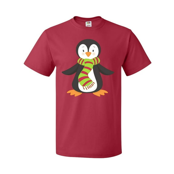 Inktastic Cute Penguin, Penguin With Striped Scarf T-Shirt