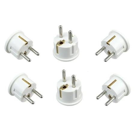 European Electrical Adapter - Instapark IPA-20-6P Heavy-duty USA/America Type A (2-Pin) & B (3-Pin) to European Type E & F / Schuko Electrical Wall Outlet / Socket Plug Adapter for Travel, 6-Pack (White)