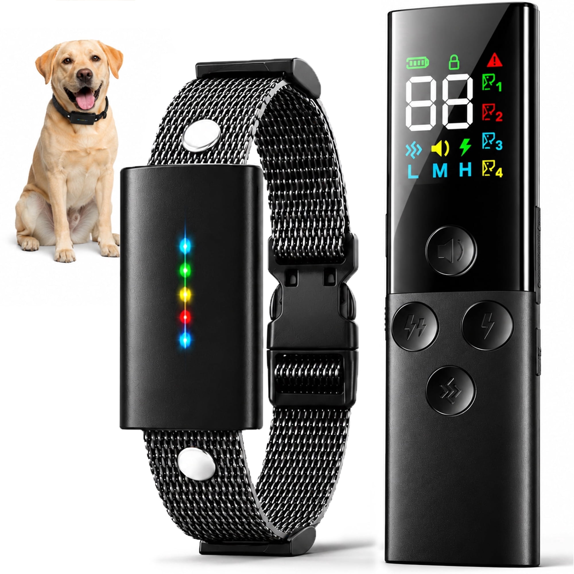 Vidonio Rechargeable Dog Training Collar with Beep, Vibration and Shock, 99 Levels, IP67 Waterproof, Black, 1 Count