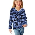 thumbnail image 6 of CLOISE Vintage Tees for Boys Girls Kids V Neck Camouflage Long Sleeve Pullover Casual Vacation Clothes Blue 3T, 6 of 8
