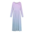 thumbnail image 4 of LISTHA Women's Maxi Dress Long Sleeve Crewneck Loose Plain Casual Empire Waist Fall Party Long Dresses with Pockets Light Purple L, 4 of 5