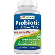 Best Naturals Probiotic 10 Strains & 30 Billion CFU Intestinal Flora 60 Vegetarian Capsules | Shelf Stable probiotic
