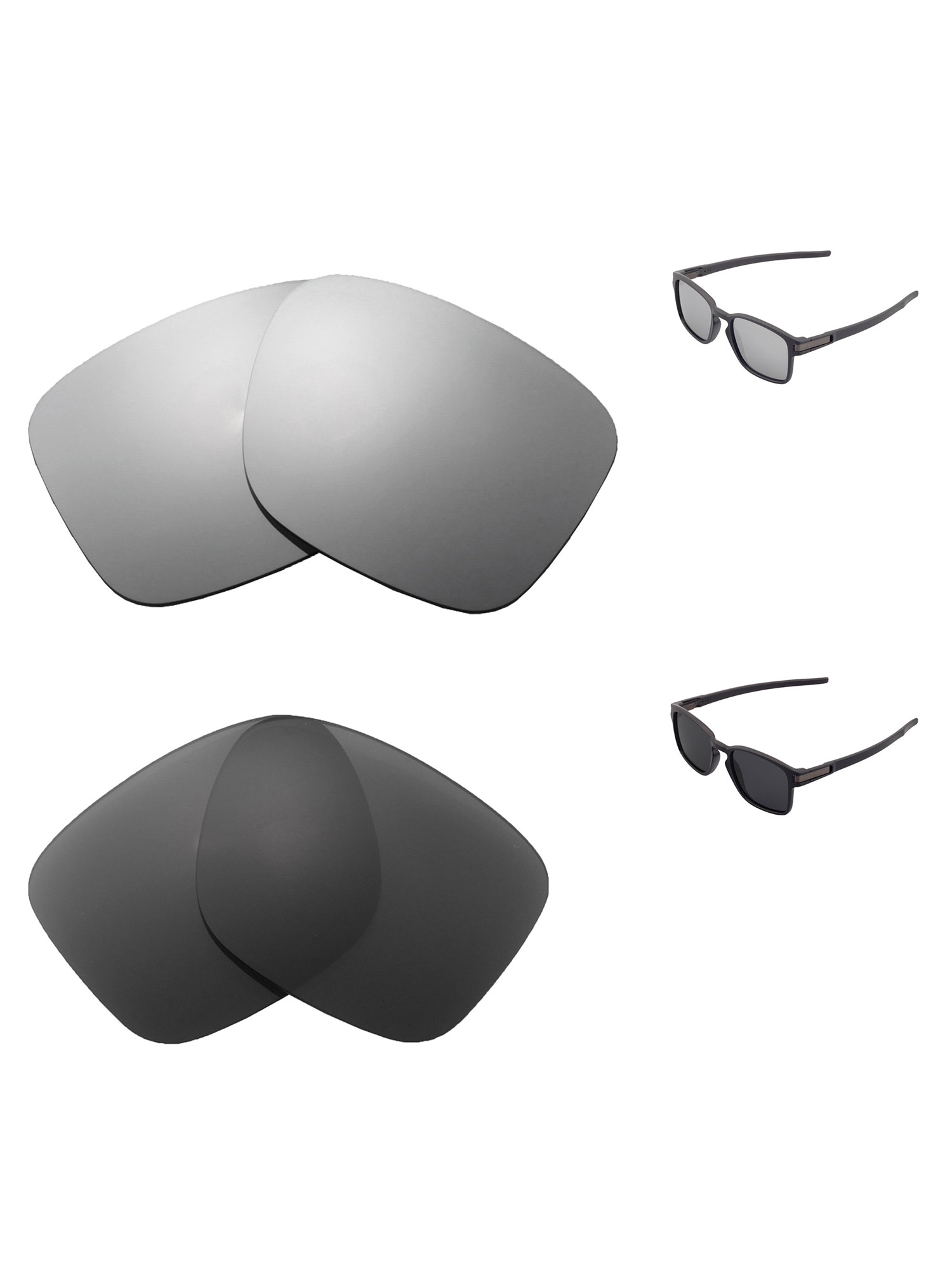 Walleva Polarized Titanium + Black Replacement Lenses For Oakley Latch SQ Sunglasses - image 1 of 6
