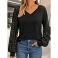 thumbnail image 2 of SOMER Womens Tops Long Sleeve Shirts Lace V-Neck Blouse Casual Dressy Trendy 2025 Fall Fashion, 2 of 6