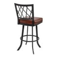 thumbnail image 2 of Giselle Contemporary 30" Bar Height Barstool in Matte Black Finish and Vintage Coffee Faux Leather, 2 of 6
