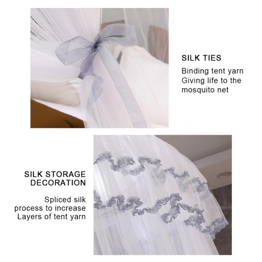 Princess Bed Canopy for Girls Pink Bed Curtains Sheer Bed Curtains Mesh Dome Bed Canopy Round Canopy Curtain for Girls, Pink