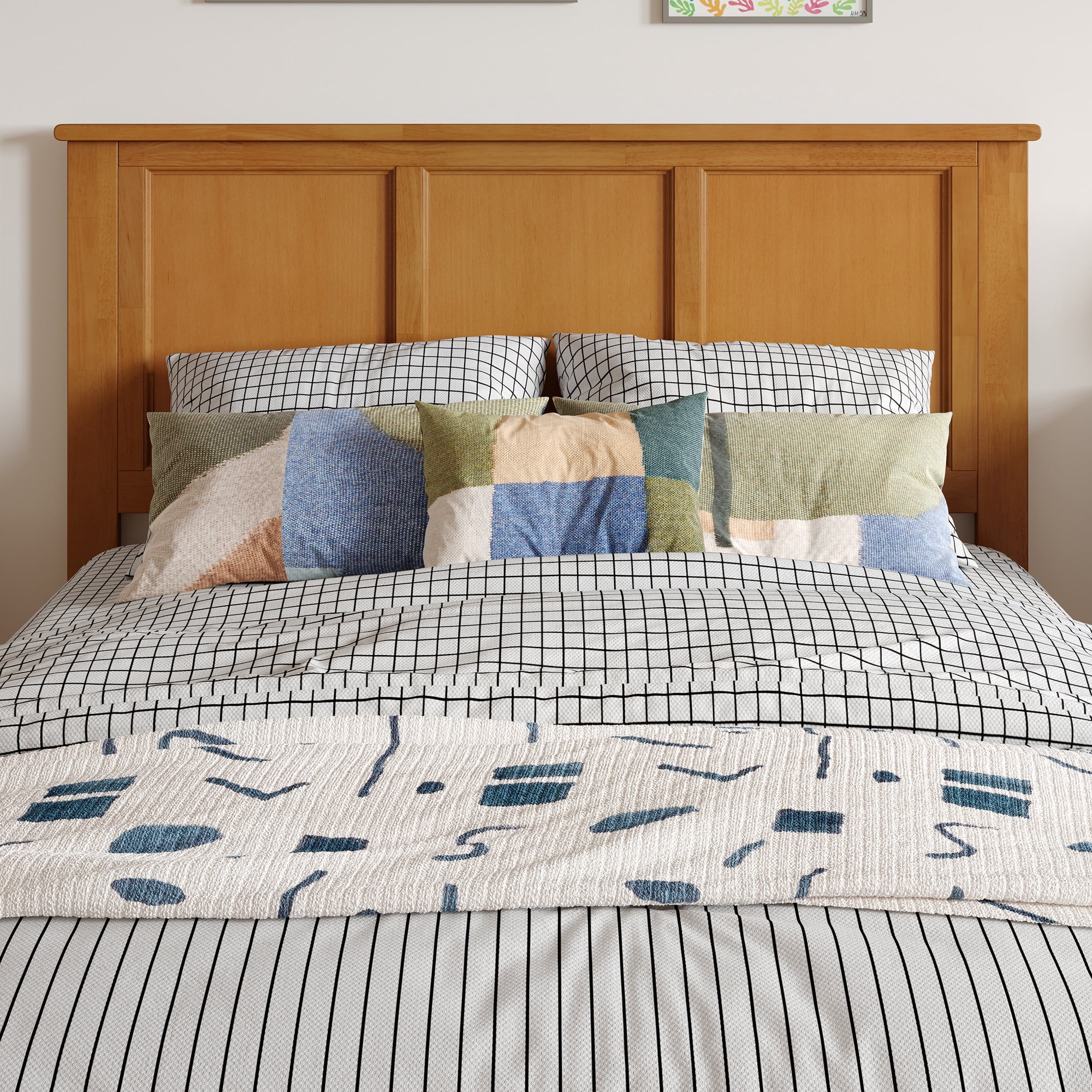 AFI Madison Full Solid Wood Panel Headboard, Light Toffee