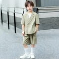 thumbnail image 2 of RMGVDSD Little Boys Formal Short Set Boy's Casual Suit Set Summer Short Sleeved Suit Jacket And Shorts For Show Performance Party Outfits 15-16 Years, 2 of 9