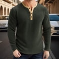thumbnail image 4 of T Shirts for Men Long Sleeve Crewneck Henley Shirts Basic Green Tshirt with Button Summer Shirts for Men, 4 of 4