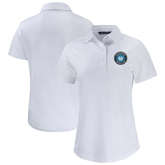 Women's-Cutter & Buck  White Charlotte FC Prospect Eco Textured Stretch Recycled Polo