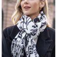 thumbnail image 3 of Previn Women's Fall Scarf Winter Scarves Winter Scarf Thick Lightweight Warm Fringe Family Casual Dinner Black White One Size, 3 of 5