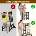 thumbnail image 6 of Toddler Standing Tower - Adjustable Height Toddler Kitchen Stool Helper - Kids Kitchen Step Stool for Learning with Removable Safety Railing Black&Natural, 6 of 8