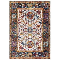 Entourage Samira Distressed Vintage Floral Persian Medallion 5x8 Area Rug Multicolored