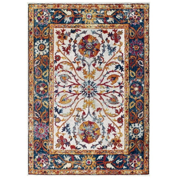 Entourage Samira Distressed Vintage Floral Persian Medallion 5x8 Area Rug Multicolored
