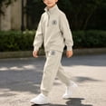 thumbnail image 5 of Xdegoge Tween Boys Clothes 2 Piece Outfits Long Sleeve Half Zip Pullover Sweatshirt and Athletic Jogger Sweatpants Set with Pockets Fall Winter Casual Sports Sets, 5 of 9