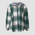 thumbnail image 4 of Women's Flannel Plaid Jacket Drawstring Hooded Sherpa Fleece Lining Winter Jackets Button Up Long Sleeve Outerwear (XL, Green), 4 of 6