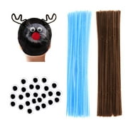 300 Pieces Pipe Cleaners Crafts Chenille Stems Reindeer Blue Brown, 100 pieces Wiggle Eyes, Kids Art Craft Creative Classroom Pack