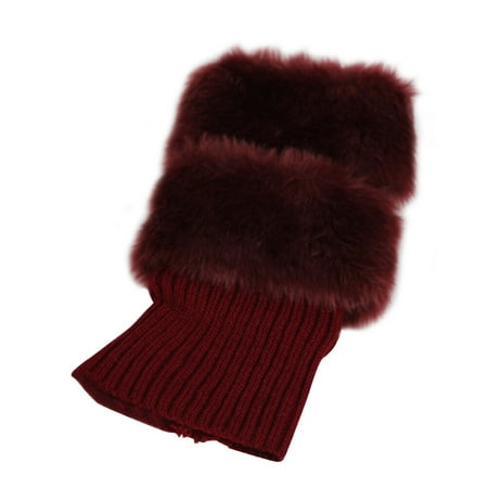 

NUOLUX Women Leg Warmers Fur Trim Boot Cuff Cover Female Fur Boots Anklets Warm Socks Set Christmas Fur Feet Set Short Wool Shoes Set Breathable Adult Socks Free Size (Dark Red)