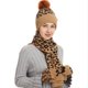 thumbnail image 1 of Gorro de punto con estampado de leopardo para invierno, bufanda larga y guantes para pantalla táctil, gorro grueso y cálido de tres piezas, 1 of 5
