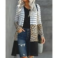 thumbnail image 2 of Mujeres manga larga abierto frente cardigan moda rayas impresión color bloqueo mujeres delgadas otoño cardigans leopardo impresión M, 2 of 6