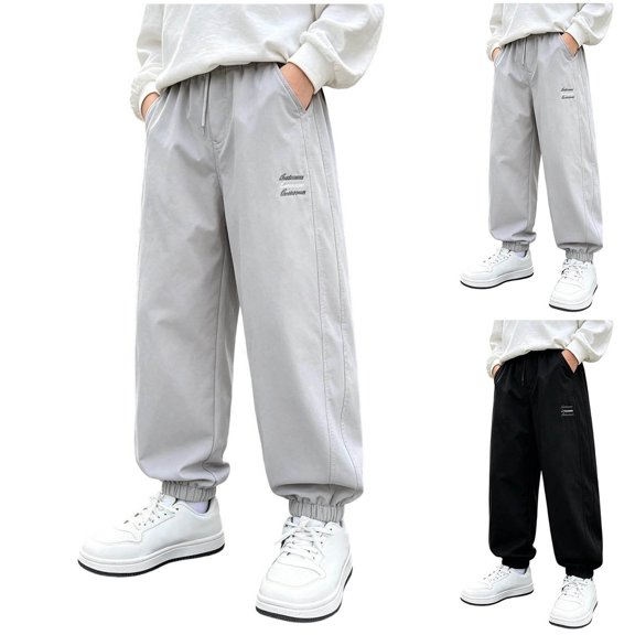 Bixock Sweatpants for Boys High Waist Light Weight Pants with Side Pockets Kids Solid Color Quickly Dry Loose Casual Trousers Comfortable Workout Activewear Boys Clothings Size 9-10Years