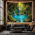 thumbnail image 6 of Koi in a Turquoise Cave Pool under Waterfalls, Serene Fantasy for Nature Lovers, Tropical Forest Decor, Housewarming Gift, Tapestry Wall Hanging for Bedroom and Living Room, 6 of 7