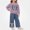 Purple, variant on NAISIBABY Girls’Outfit Sets, Chic Casual Bow Crewneck Long-Sleeve Sweatshirt Jeans with Functional Pockets 2PC Sets Pink Size 2T