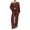 Brown, variant on Women Pant Suits Spring Autumn New Sexy Sloping Shoulder Casual Sports Suit Fashion Loose Simple Sweater Pants 2 piece Set Female