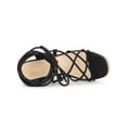 thumbnail image 4 of BLISSFUL STEP Women's Lace Up Platform Heel Espadrilles Wedge Sandals Black 6, 4 of 7