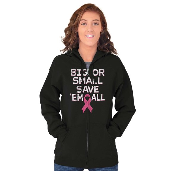 Big Or Small Save Them All Pink Zip Hoodie Sweatshirt Women Brisco Brands S