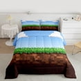 thumbnail image 2 of Homewish Pixel Geometric Queen Comforter Set, Modern Abstract, 3-Piece Luxury Reversible, 2 of 8