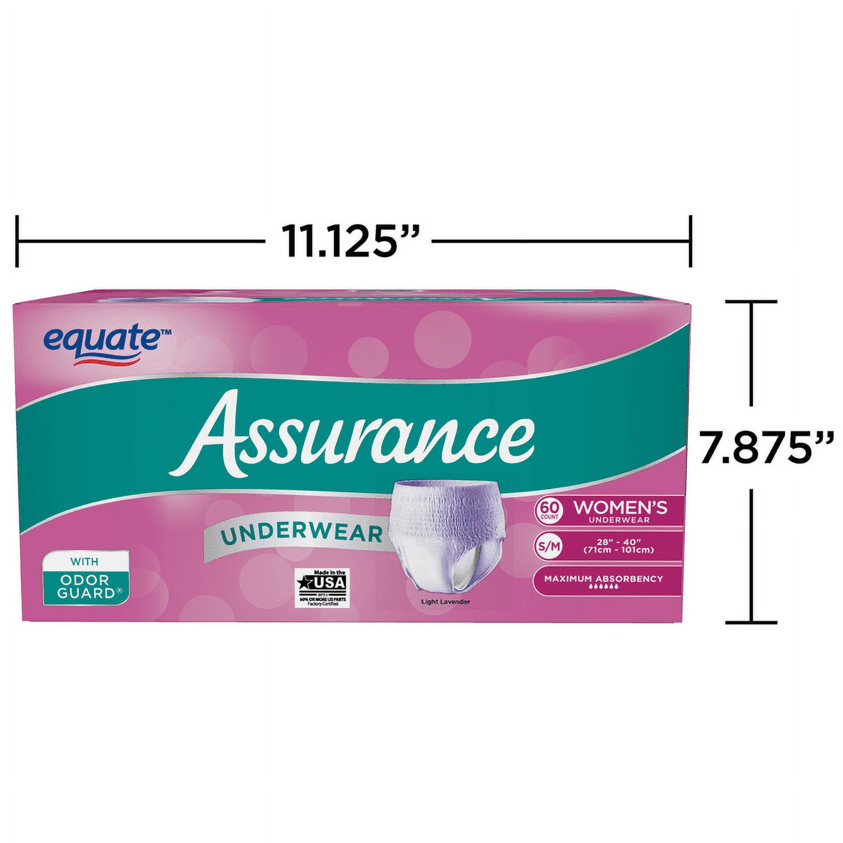 Assurance Women's Incontinence & Postpartum Underwear, Maximum Absorbency,  S/m (60 Count) 