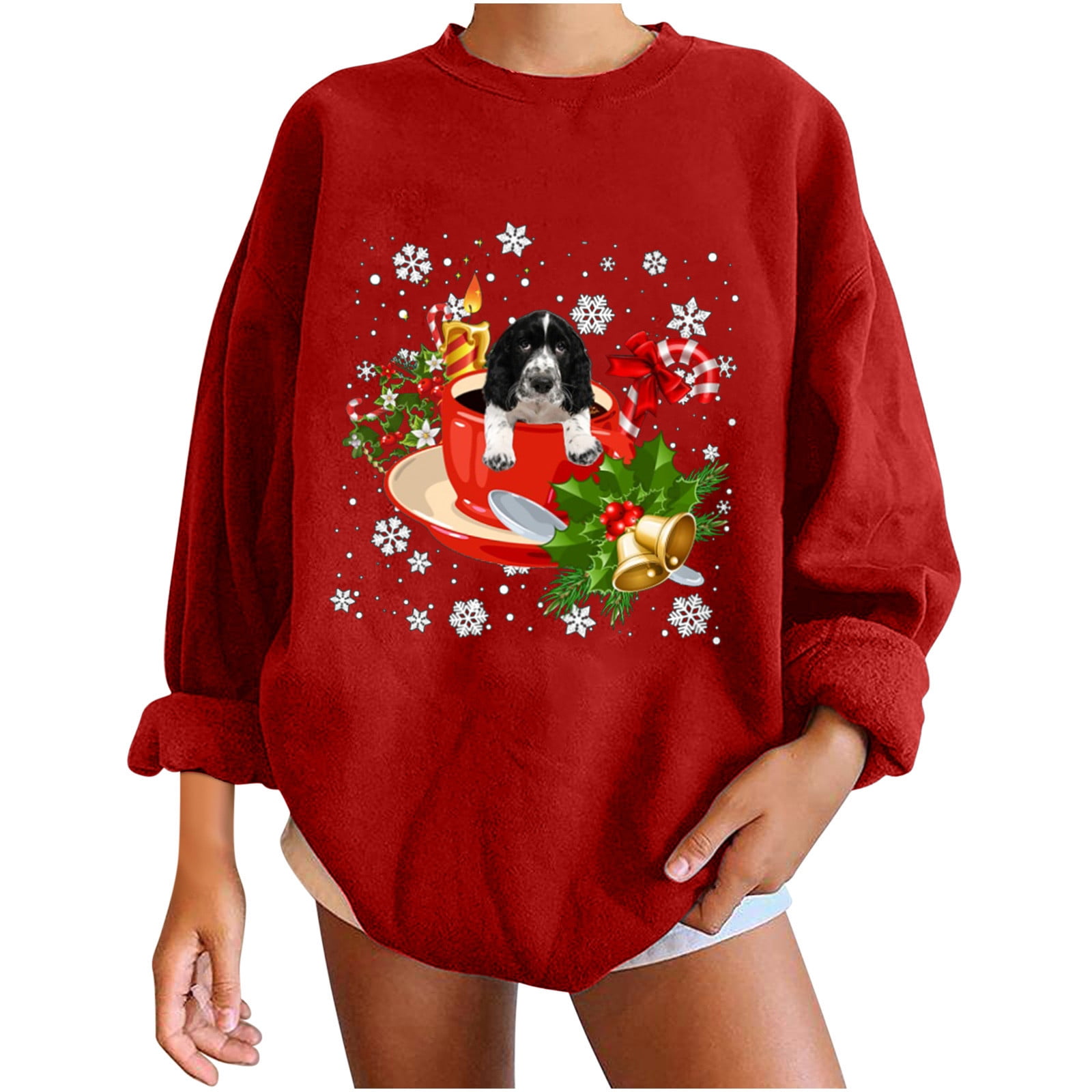Jersey Navideño Mujer Invierno Bonitos Casual Patchwork Jerséis