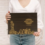 Darling Souvenir Personalized Engraved Laser Cut Wedding Guest Book Wooden Cover Sign-in Book Registry Guestbook Scrapbook-HP