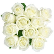 Fresh-Cut Solid Roses Flower Bunch, Minimum of 12 Stems, Colors Vary
