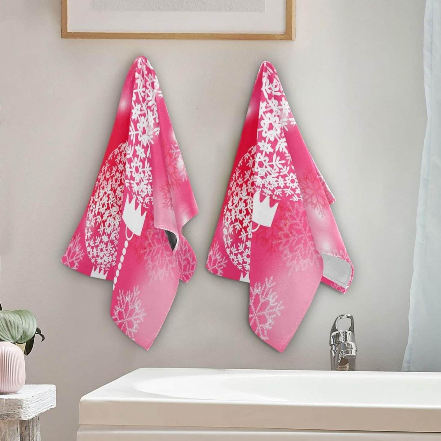 Pink christmas hand towels sale