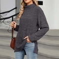 thumbnail image 7 of Oplxuo Womens Turtleneck Ribbed Loose Sweatshirts Pullover Long Sleeve Split Hem Tunic Tops 2025 Fall Clothes, 7 of 7