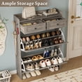 thumbnail image 4 of FANRAL Shoe Cabinet with 2 Flip Drawer & 2 Storage Drawer,Farmhouse Narrow Shoe Rack with Adjustable Shelve & Hook for Entryway,Hallway,Gray, 4 of 10