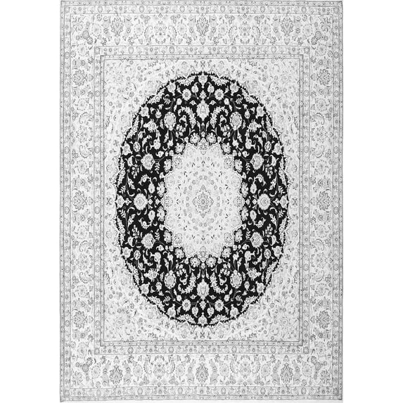 Ahgly Company Indoor Rectangle Medallion Gray Traditional Area Rugs, 4' x 6'