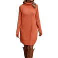 thumbnail image 2 of Karymi Womens Dresses Turtleneck Sweater Dress, Long Sleeve Oversized Loose Fit Side Split Hem Warm Casual Shift Dresses, 2 of 6