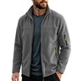 thumbnail image 2 of LYSMORA Men's Full Zip Fleece Jacket Stand Collar Outdoor Outerwear Multi Zip Pocket Hiking Travel Coat, 2 of 8