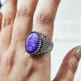 thumbnail image 2 of Charoite Mans Ring, Natural Purple Charoite Ring, Oxidized Silver Jewelry, 925 Silver Ring, Birthday Gift, Heavy Mens Ring, Arabic Design, Ottoman Style Ring, Christmas, Turkey Mens Signet Ring, 2 of 7
