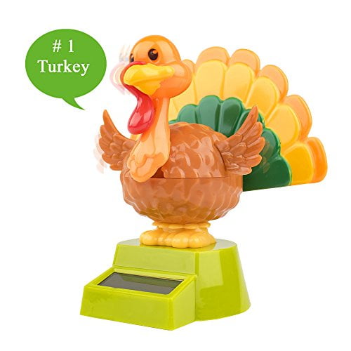 Solar Power Motion Happy 1 Turkey Figurine Toy Light Activated Car