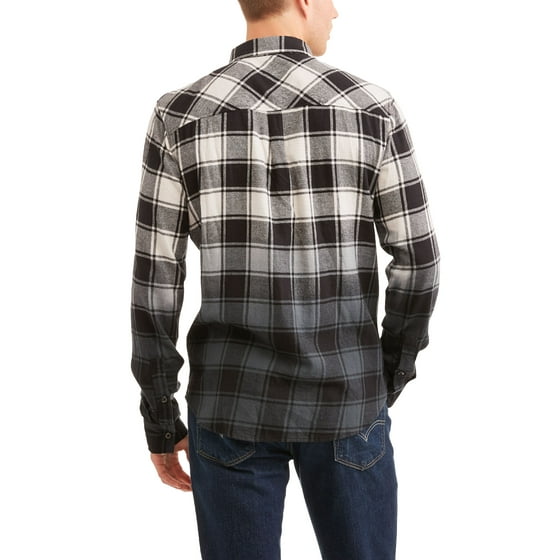 Men's Long Sleeve Dip Dye Flannel Shirt - Walmart.com